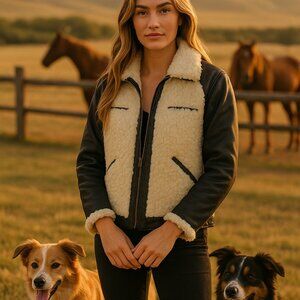 Tasha Polizzi Rizzo Faux Shearling Bomber Jacket Women’s Medium